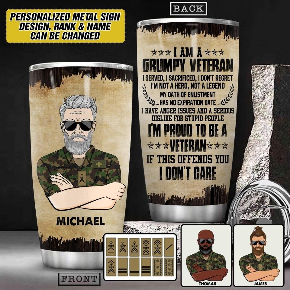 Personalized Grumpy Swiss Veteran/ Solider Tumbler Printed 22AUG-HY03
