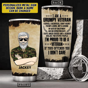 Personalized Grumpy Swiss Veteran/ Solider Tumbler Printed 22AUG-HY03