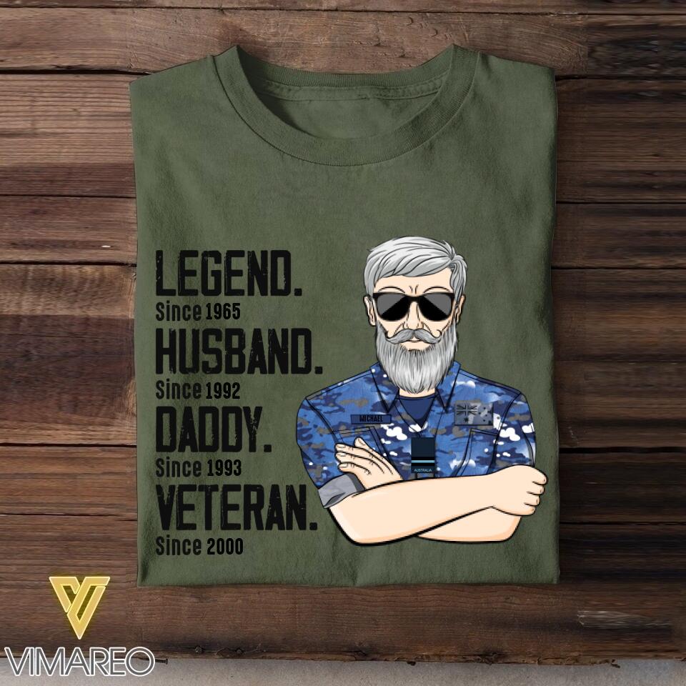 Personalized Australian Veterans/Soldier Legend Husband Daddy Tshirt Printed QTDT0508