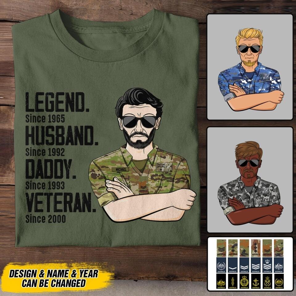 Personalized Australian Veterans/Soldier Legend Husband Daddy Tshirt Printed QTDT0508