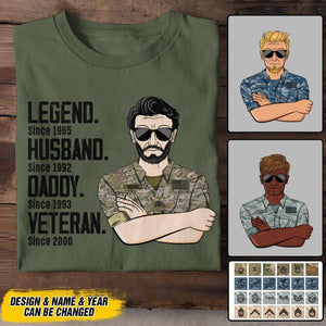 Personalized US Veterans/Soldier Legend Husband Daddy Tshirt Printed QTDT0808