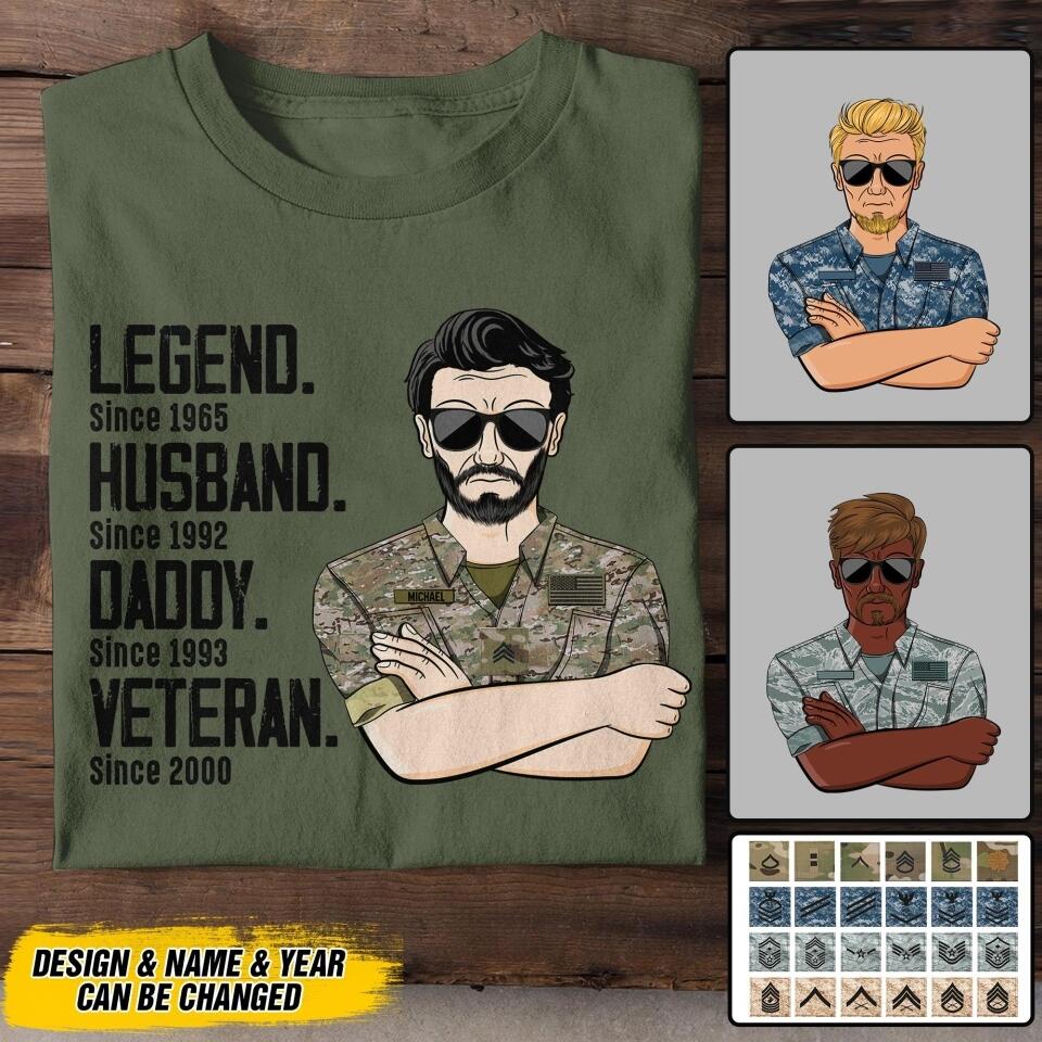 Personalized US Veterans/Soldier Legend Husband Daddy Tshirt Printed QTDT0808