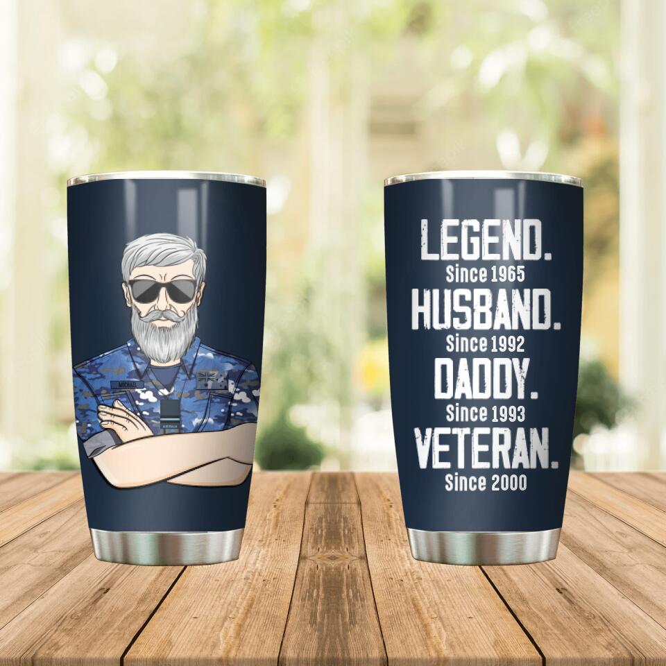 Personalized Australian Veterans/Soldier Legend Husband Daddy Tumbler Printed QTDT0808