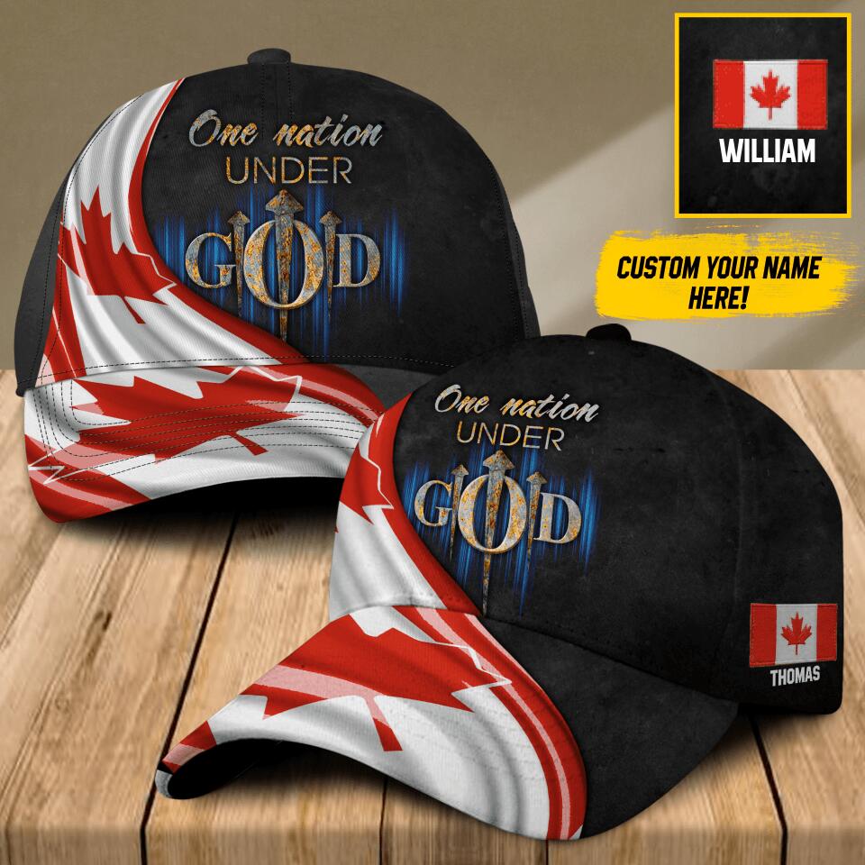 Personalized One Nation Under God Canada Cap Printed QTDT0808