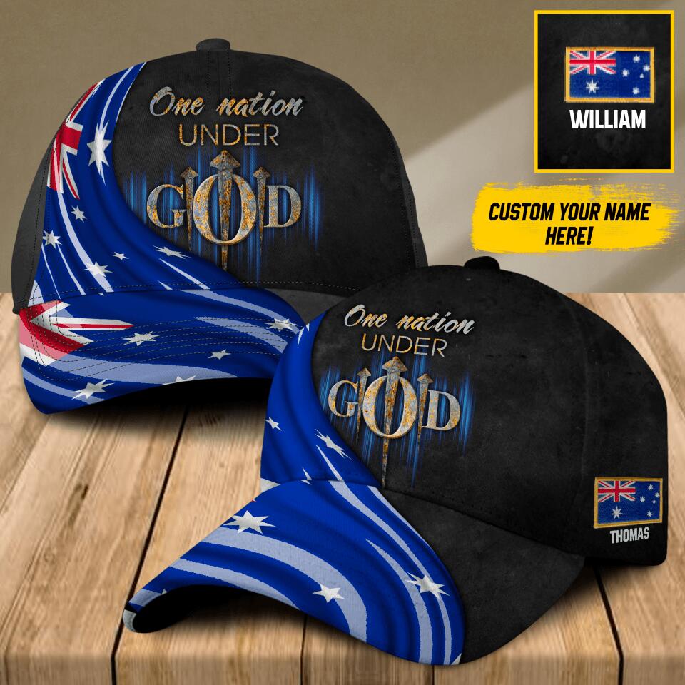 Personalized One Nation Under God Australia Cap Printed QTDT0808