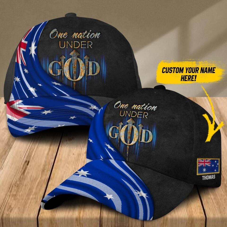 Personalized One Nation Under God Australia Cap Printed QTDT0808