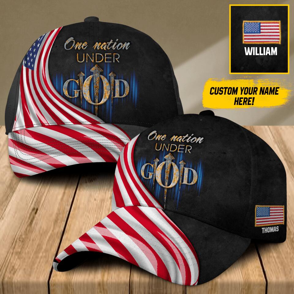 Personalized One Nation Under God US Cap Printed QTDT0808