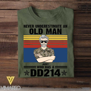 Personalized Never Underestimate An Old Man Who Has A DD214 US Veteran/Soldier Tshirt Printed 22AUG-HQ09