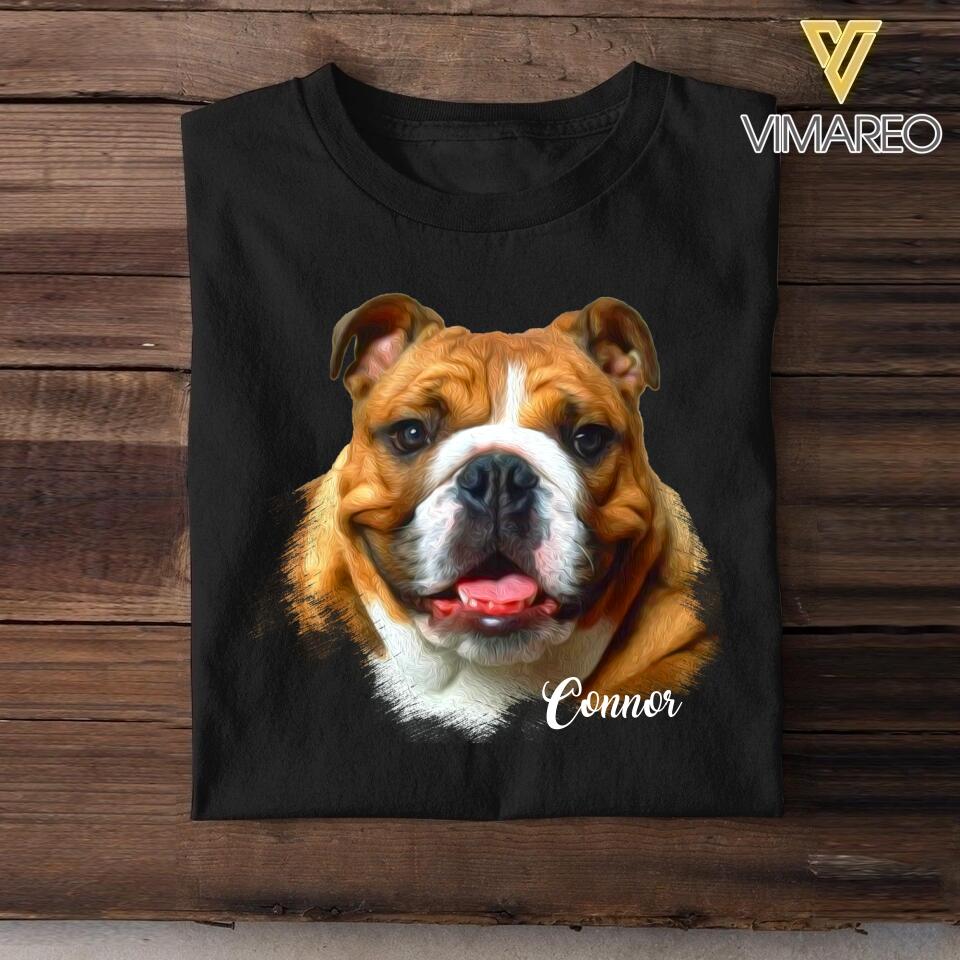 Personalized Bulldog Upload Photo Tshirt Printed QTDT0908