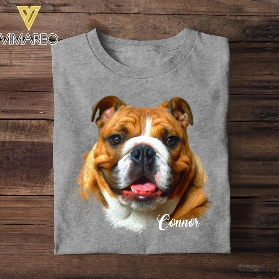 Personalized Bulldog Upload Photo Tshirt Printed QTDT0908