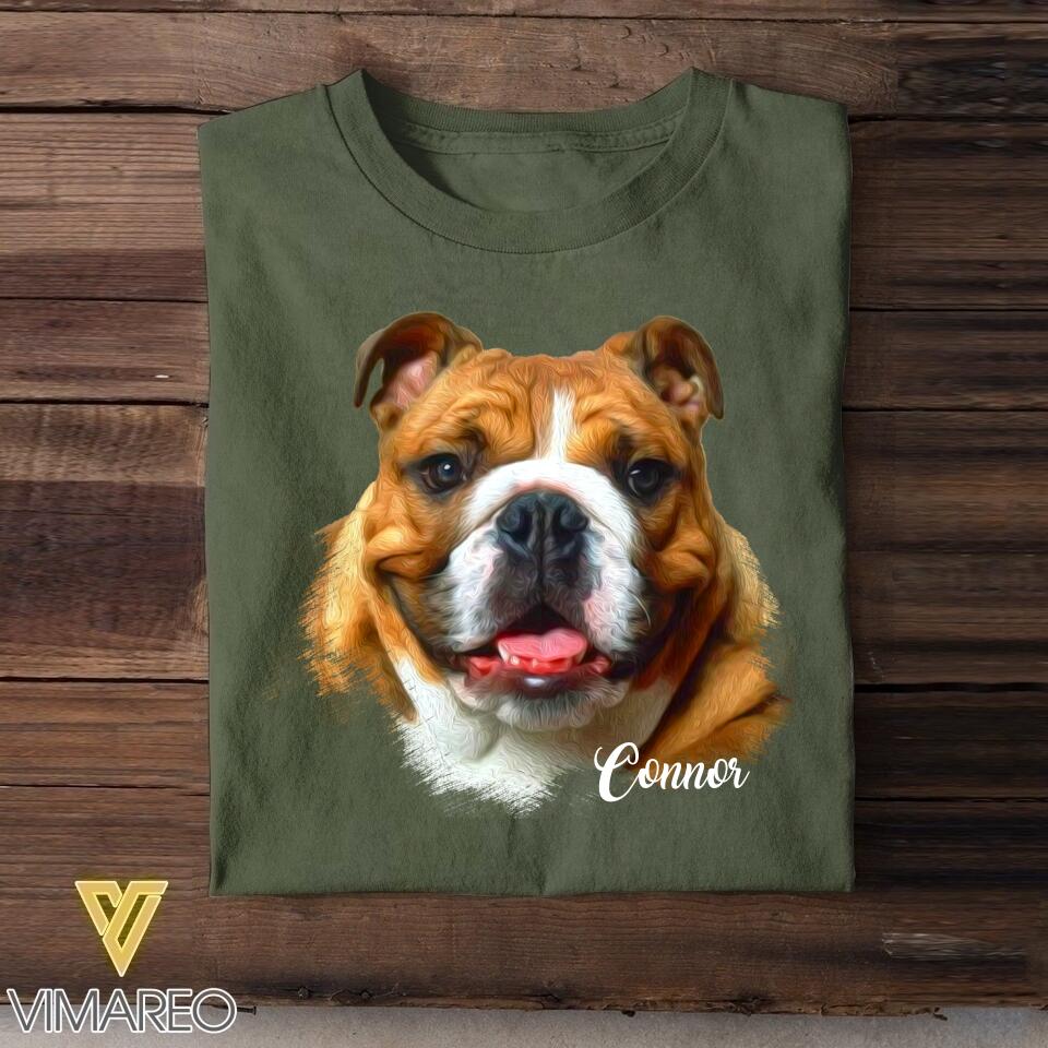 Personalized Bulldog Upload Photo Tshirt Printed QTDT0908