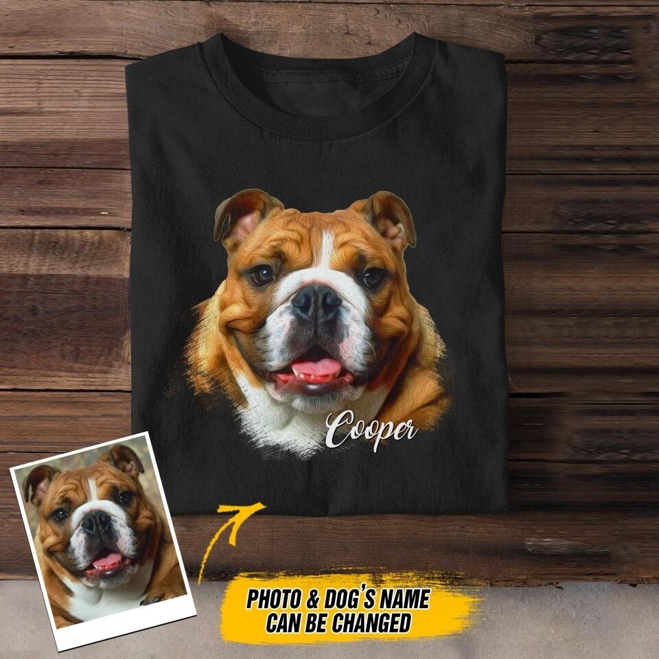 Personalized Bulldog Upload Photo Tshirt Printed QTDT0908