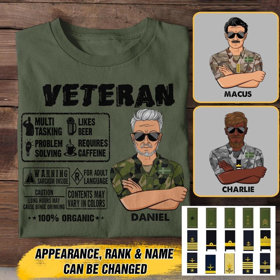 Personalized Swedish Veteran/Soldier Tshirt Printed 22AUG-HY08