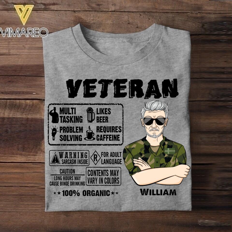 Personalized Swedish Veteran/Soldier Tshirt Printed 22AUG-HY08