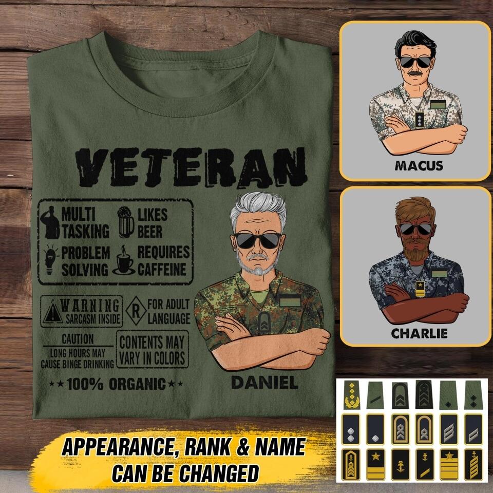 Personalized German Veteran/Soldier Tshirt Printed 22AUG-HY08