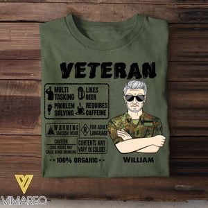 Personalized German Veteran/Soldier Tshirt Printed 22AUG-HY08
