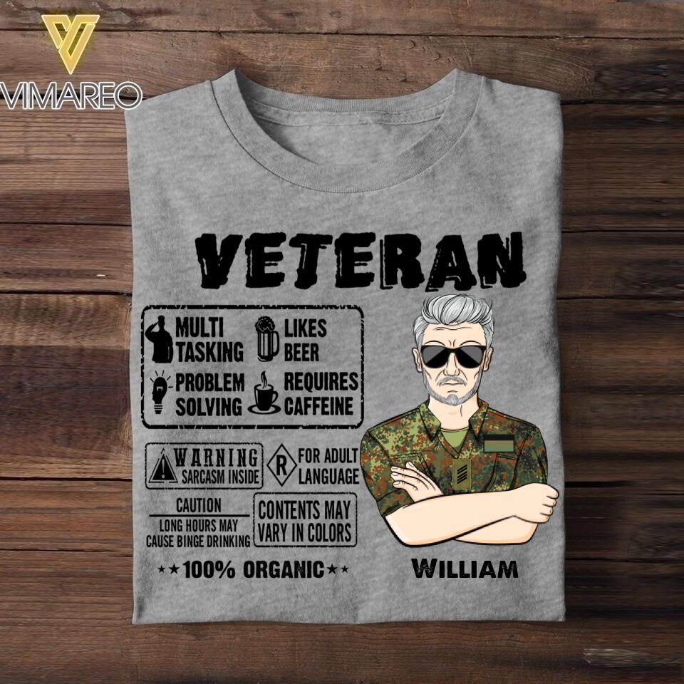 Personalized German Veteran/Soldier Tshirt Printed 22AUG-HY08