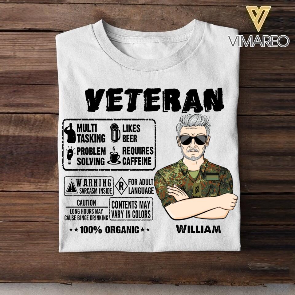 Personalized German Veteran/Soldier Tshirt Printed 22AUG-HY08