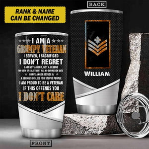 Personalized I Am A Grupmpy Canadian Veteran Tumbler Printed 22AUG-HY08