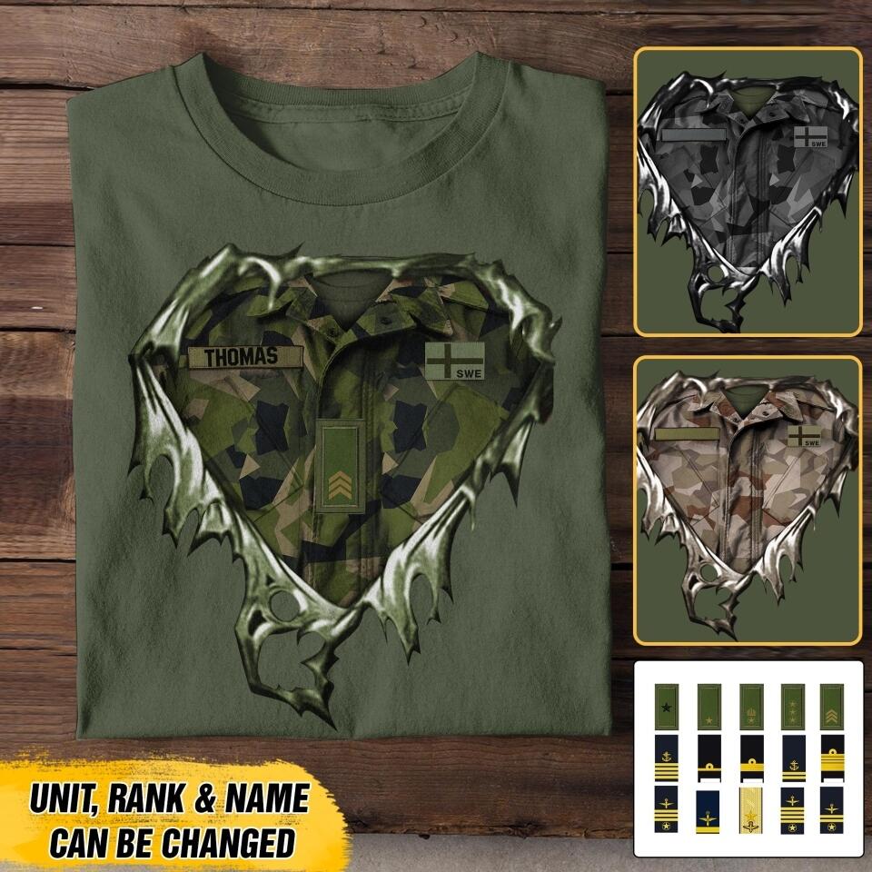 Personalized Swedish Veteran/Soldier Tshirt Printed 22AUG-DT10
