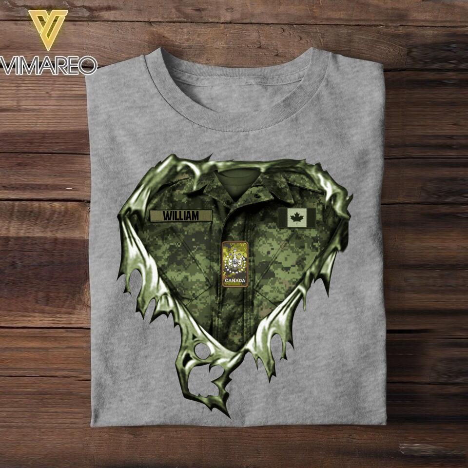 Personalized Canadian Veteran/Soldier Tshirt Printed 22AUG-DT10