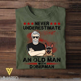 Personalized Never Underestimate And Old Man With Pitbull Dog Tshirt Printed 22AUG-DT10