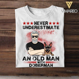 Personalized Never Underestimate And Old Man With Pitbull Dog Tshirt Printed 22AUG-DT10