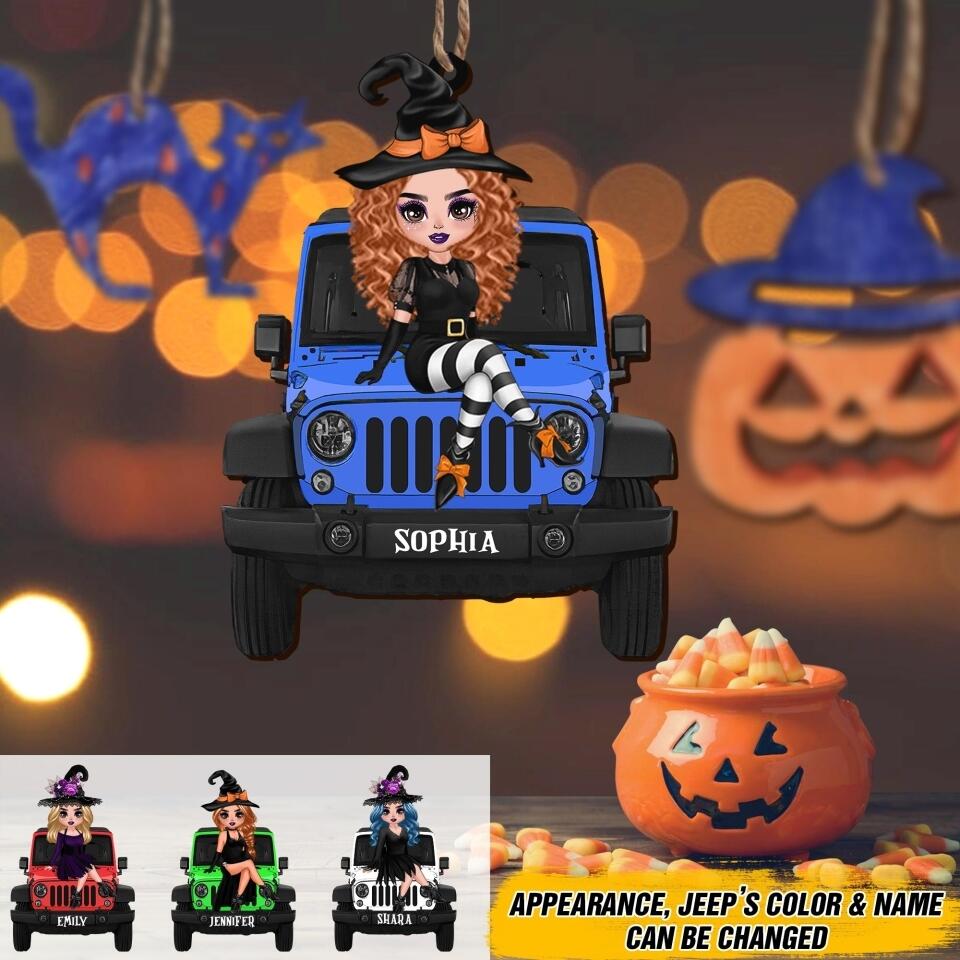 Personalized Jeep Girl Halloween Wood Ornament Printed 22AUG-DT12
