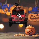 Personalized Jeep Girl Halloween Wood Ornament Printed 22AUG-DT12
