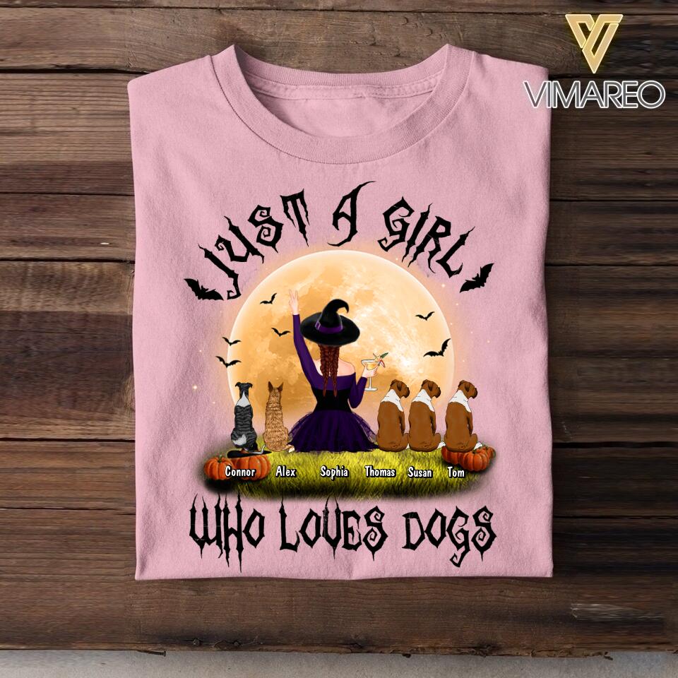 Personalized Just A Girl Who Loves Dogs Halloween Tshirt Printed QTMA1208