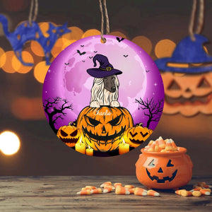 Personalized Halloween Dog On The Pumkin Ornament Printed NQDT1208