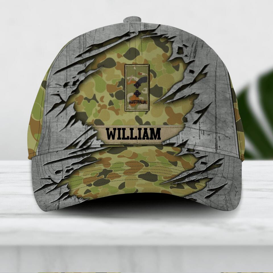 Personalized Australian Veteran/ Solider Peaked Cap 3D Printed 22AUG-DT13