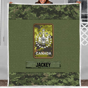 Personalized Canadian Veterans/Soldier Quilt Blanket Printed 22AUG-HY13