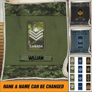 Personalized Canadian Veterans/Soldier Quilt Blanket Printed 22AUG-HY13