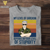 Personalized This My Level of Sarcasm Depends on your Level of Stupidity Swedish Veteran/Soldier Tshirt Printed 22AUG-HY18