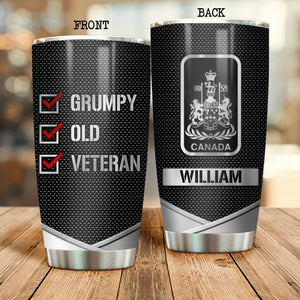 Personalized Canadian Grumpy Old Veteran Tumbler Printed QTDT2208