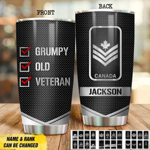 Personalized Canadian Grumpy Old Veteran Tumbler Printed QTDT2208