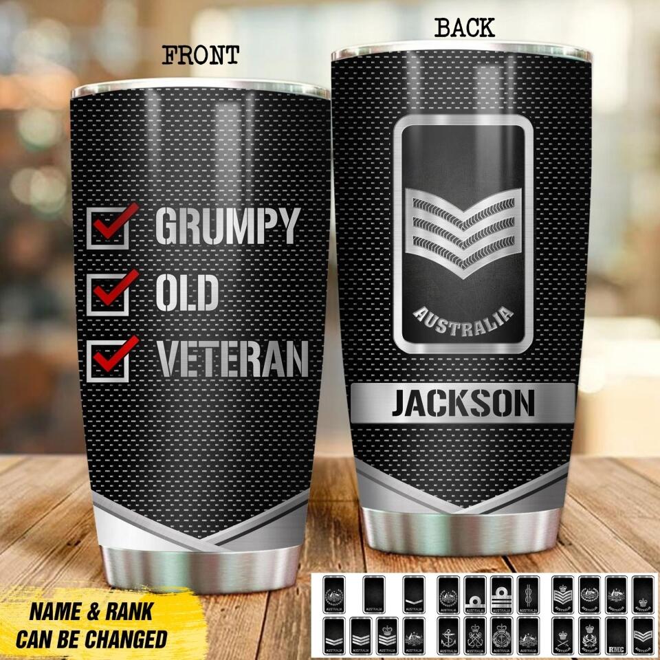 Personalized Australian Grumpy Old Veteran Tumbler Printed QTDT2208