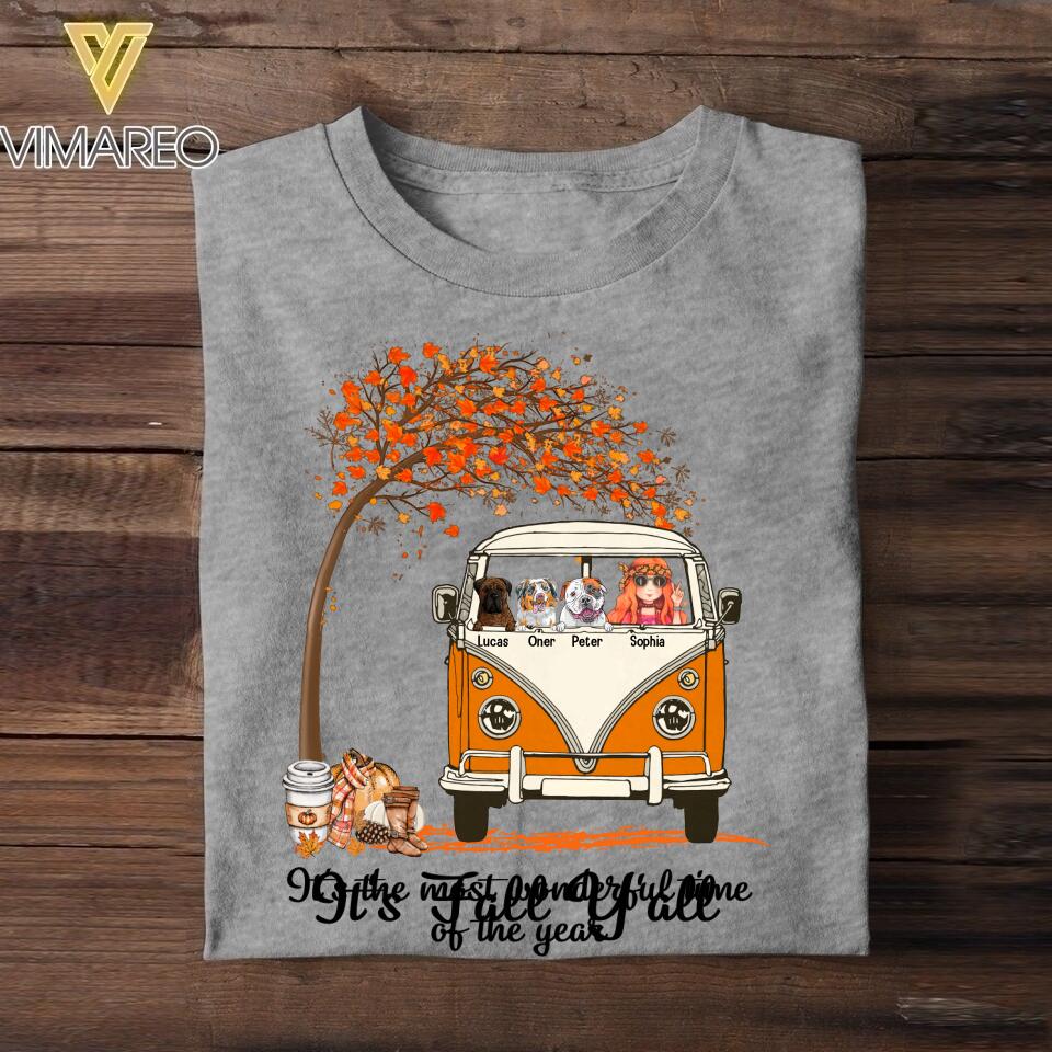 Personalized It's The Most Wonderful Time Of The Year Fall Y'all Dog Hippie Tshirt Printed QTVQ2408
