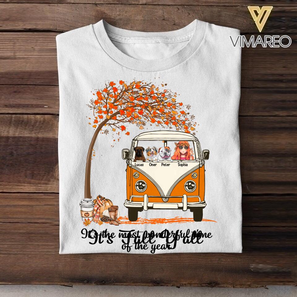 Personalized It's The Most Wonderful Time Of The Year Fall Y'all Dog Hippie Tshirt Printed QTVQ2408