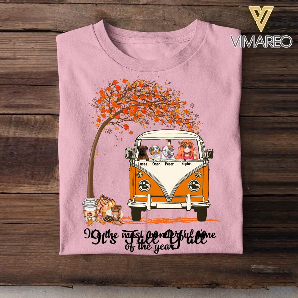 Personalized It's The Most Wonderful Time Of The Year Fall Y'all Dog Hippie Tshirt Printed QTVQ2408