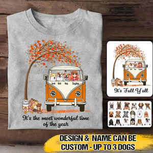 Personalized It's The Most Wonderful Time Of The Year Fall Y'all Dog Hippie Tshirt Printed QTVQ2408