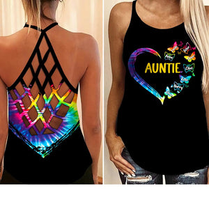 Personalized Auntie Kid Criss Cross Tank Printed 22AUG-HQ23