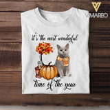 Personalized Cat Photo Upload It's The Most Wonderful Time Of The Year Fall Tshirt Printed QTDT2508