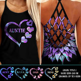 Personalized Auntie Kid Sparkling Criss Cross Tank Printed 22AUG-DT25