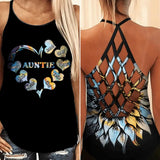 Personalized Auntie Kid Sparkling Criss Cross Tank Printed 22AUG-DT25