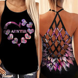 Personalized Auntie Kid Sparkling Criss Cross Tank Printed 22AUG-DT25