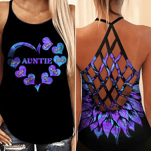 Personalized Auntie Kid Sparkling Criss Cross Tank Printed 22AUG-DT25