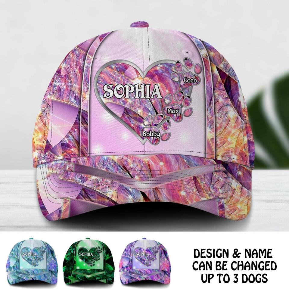 Personalized Dog Mom Colorful Sparkling 3D Cap Printed NQDT2508