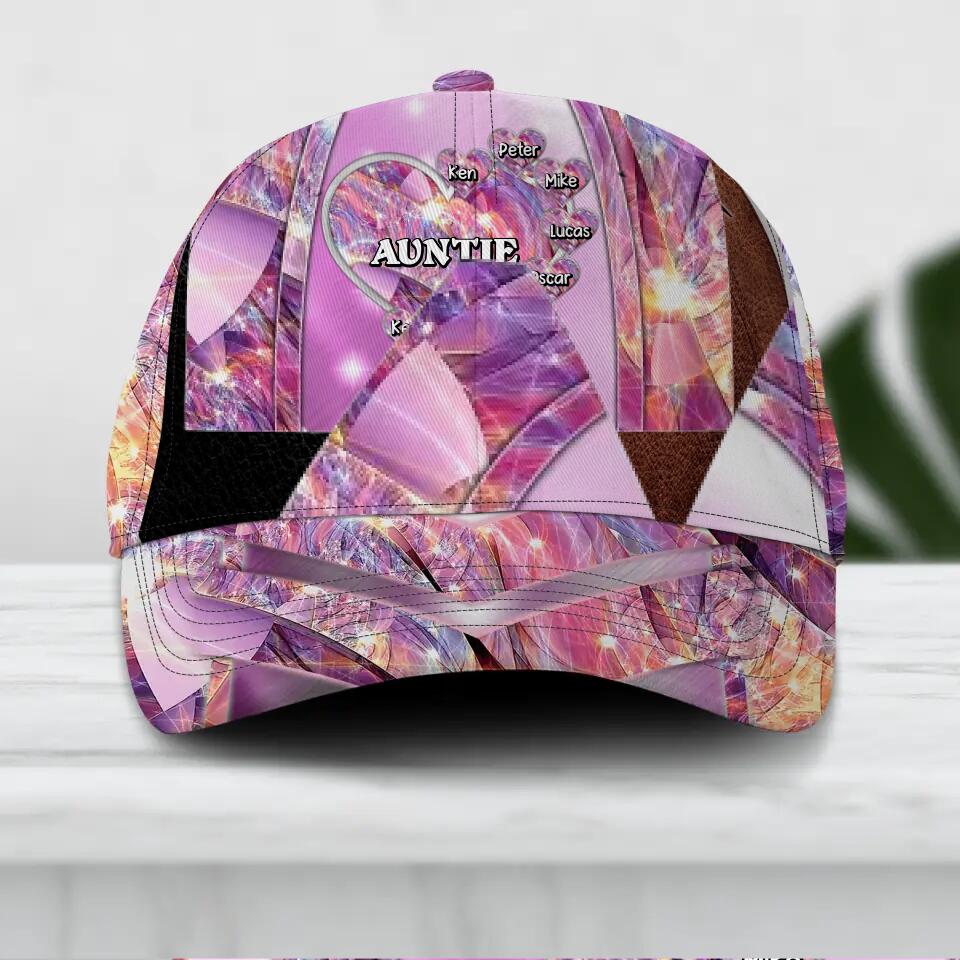 Personalized Heart Mom ( Auntie ) Colorful Sparkling 3D Cap Printed NQDT2508